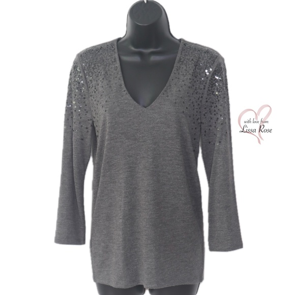 Sequin v-neck sweater (Ann Taylor) - Picture 1 of 3